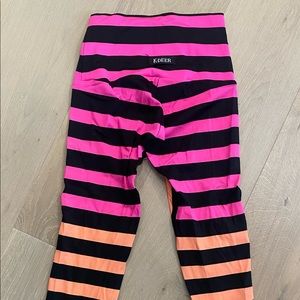 K-DEER capri length pink, orange, yellow and green stripped